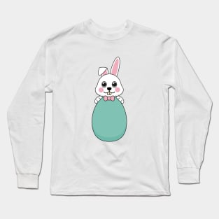 Cute White Bunny Holding Easter Egg Long Sleeve T-Shirt